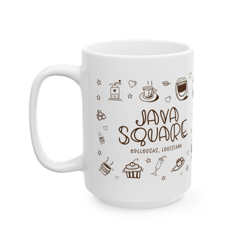 Java Square Doodle Mug - White 11oz
