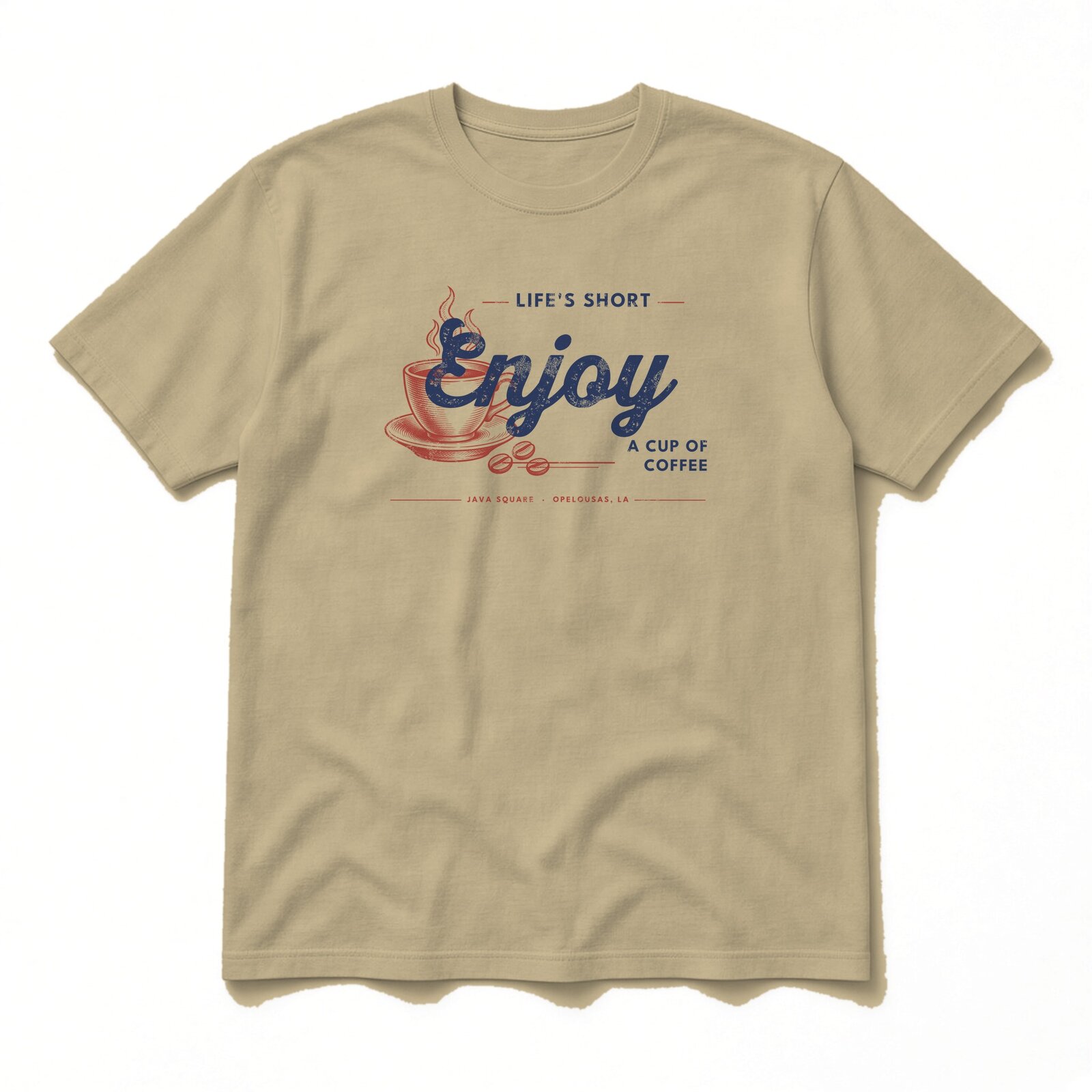 Java Square Enjoy a Cup of Coffee Tee - Khaki