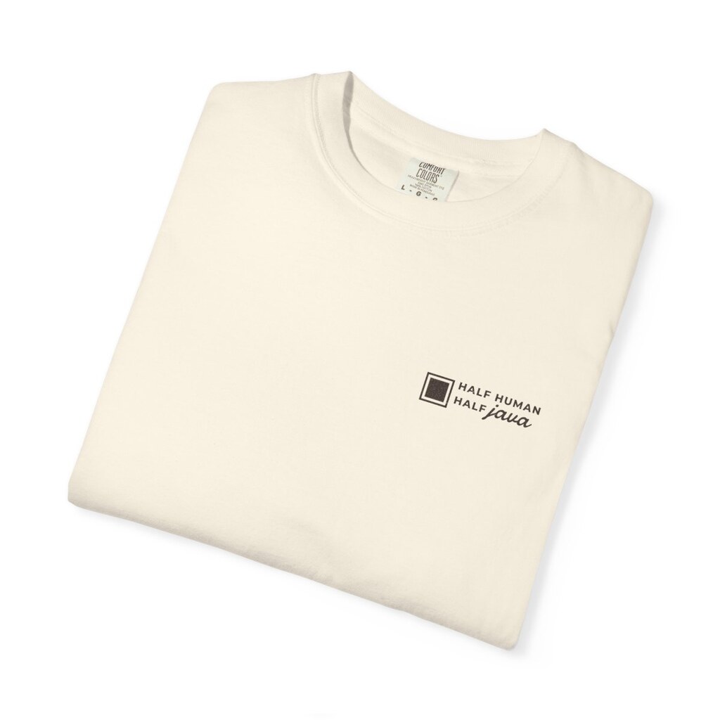 Java Square Half Human Half Java Tee in ivory, folded