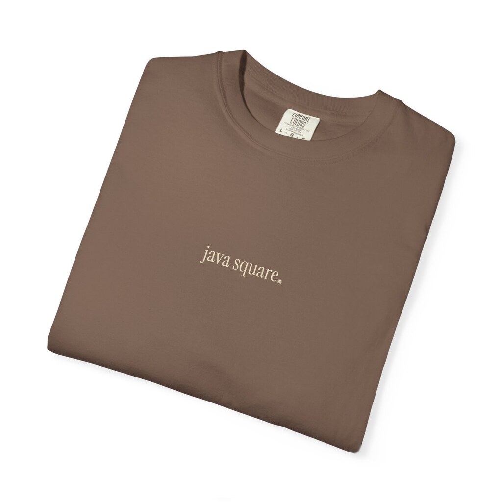 Java Square Minimal Tee in espresso, folded
