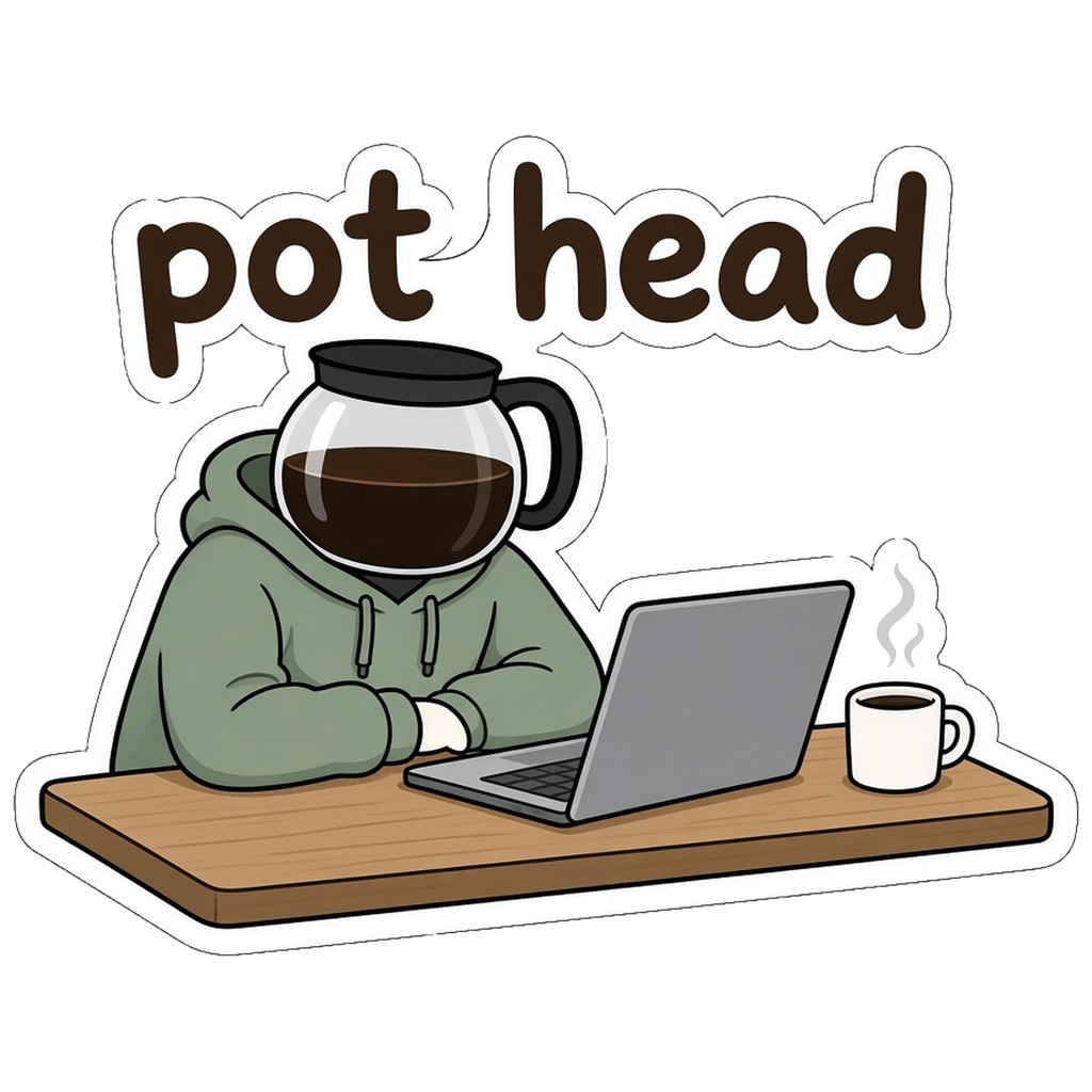 Java Square Pot Head Sticker