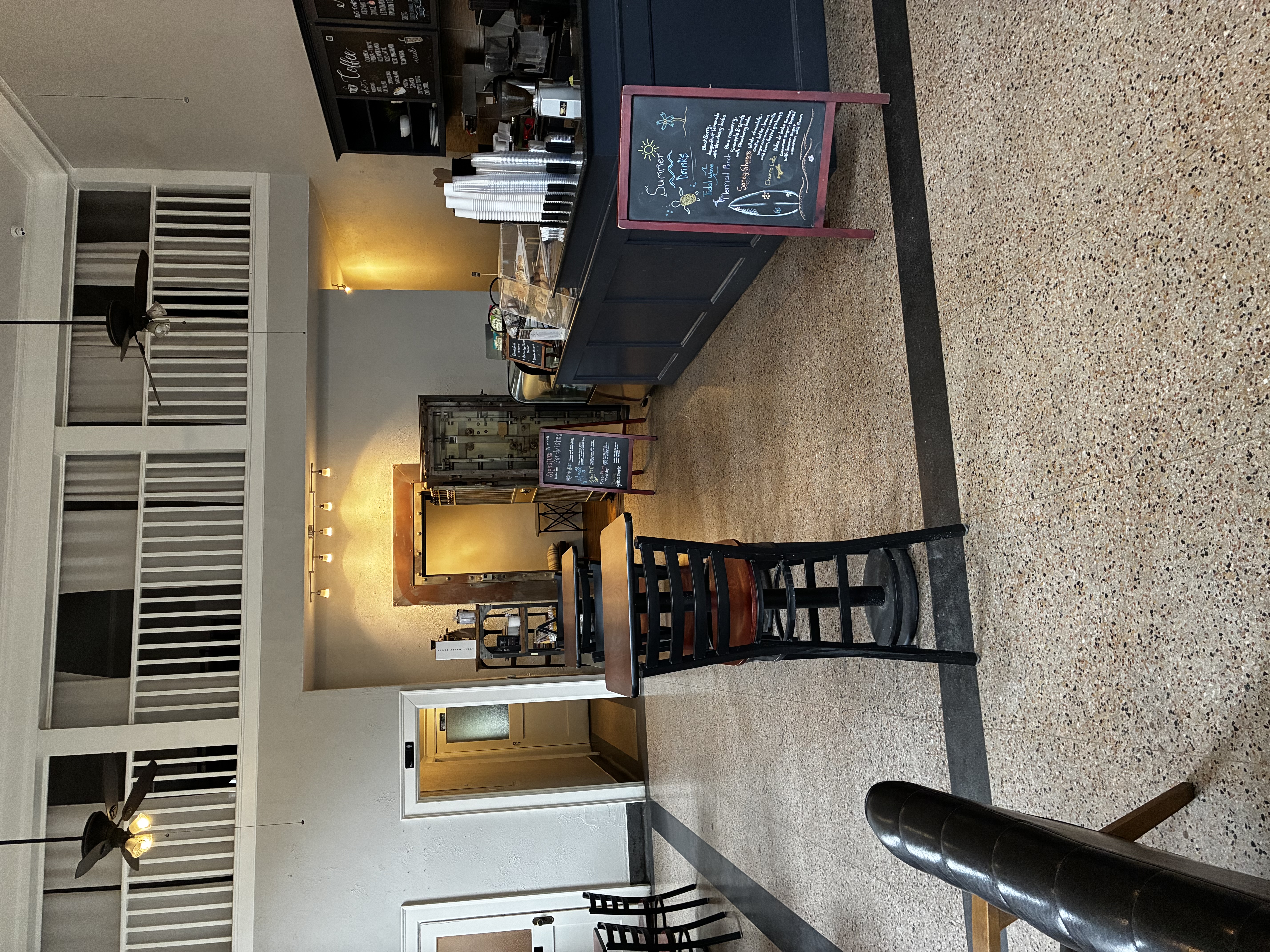 Java Square Cafe interior — west bar in the old bank building
